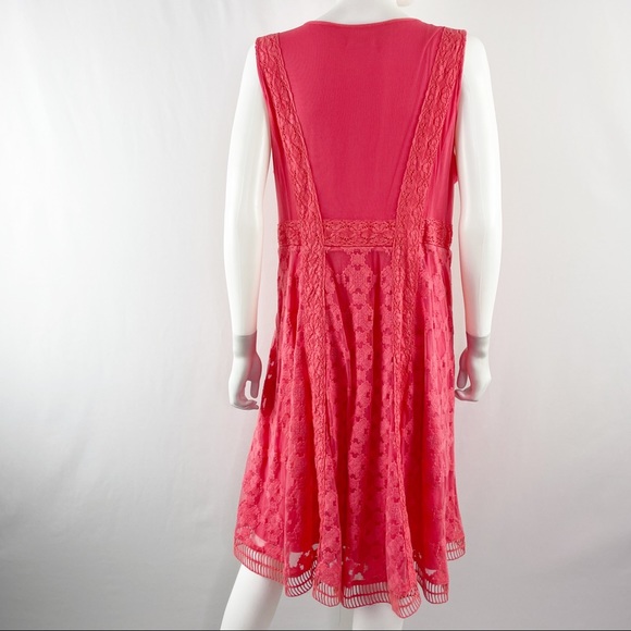 Sundance Size 14 Watermelon Pink Sleeveless Lace Dress - Picture 5 of 8